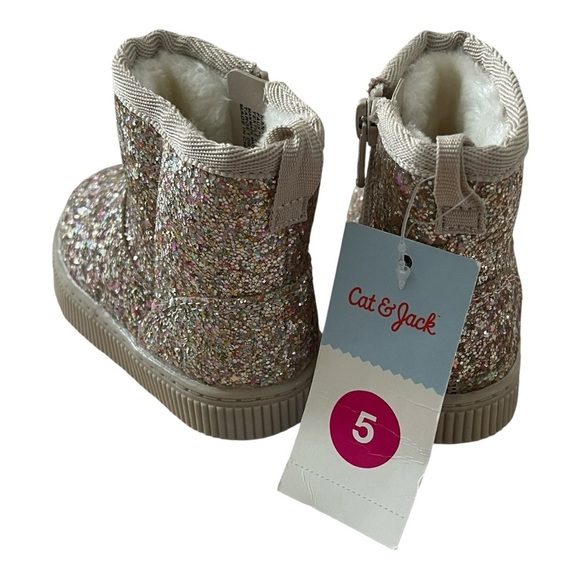 040 Cat & Jack Glittery Gold Kids Boots - Picture 6 of 9